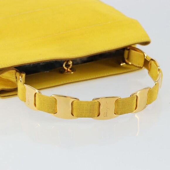 Salvatore Ferragamo Vala Handbag Nylon Yellow Nylon Handbag (Pre-Owned) - Picture 7 of 16
